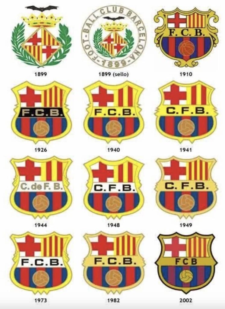 جميع شعارات برشلونة من 1899 إلى 2024